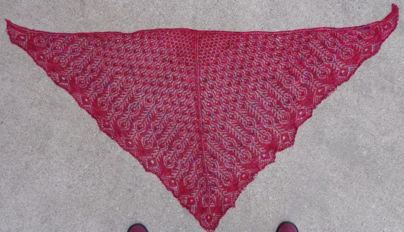 Peacock Feathers Shawl knit by Deborah Cooke