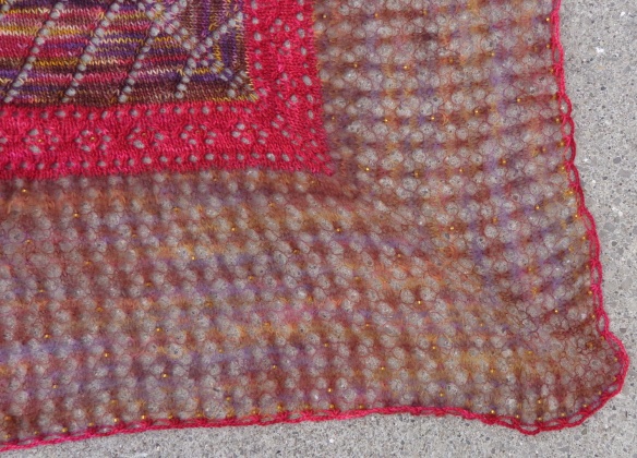 Spiders' Web shawl by Jane Sowerby knit in Fleece Artist Merino 2/6 and Angelhair by Deborah Cooke