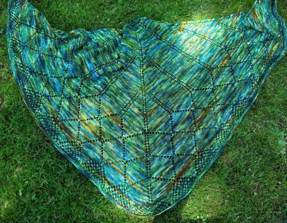 Easy Triangle Shawl by Deborah Cooke knit in Fleece Artist Nyoni by Deborah Cooke