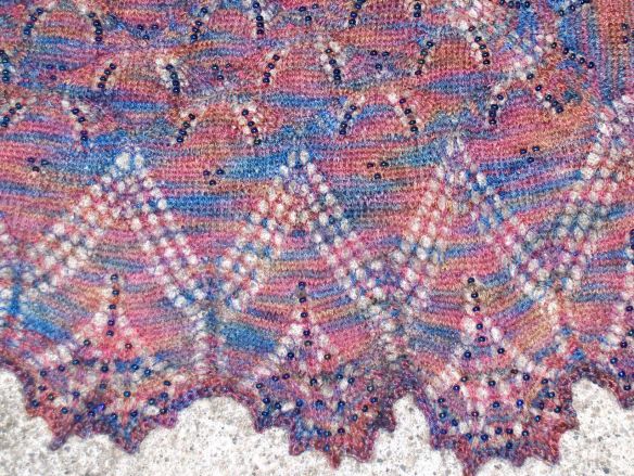 Aeolian shawl knit by Deborah Cooke in Wellington Fibres Lace