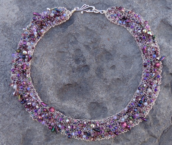 Bead Soup Necklace from Earthfaire knit by Deborah Cooke