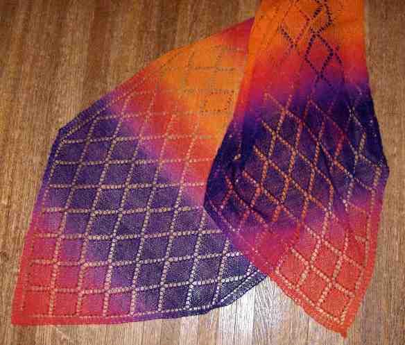 Caliente shawl by Deborah Cooke knitted in Zauberball by Deborah Cooke