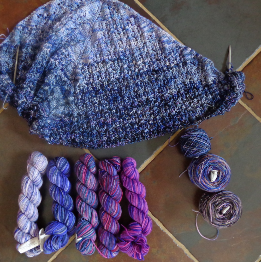 Charlotte's Web Shawl by Maie Landra knit in Koigu KPPPM by Deborah Cooke