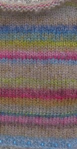 Earth Stripe Wrap by Kaffe Fassett knit in Rowan Kidsilk Haze by Deborah Cooke