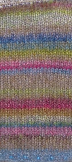 Earth Stripe Wrap by Kaffe Fassett knit in Rowan Kidsilk Haze by Deborah Cooke
