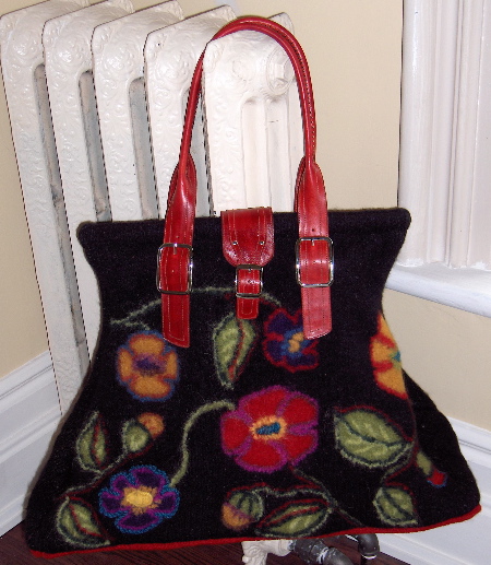 Weekend Getaway Satchel knit in Patons Classic Wool by Deborah Cooke