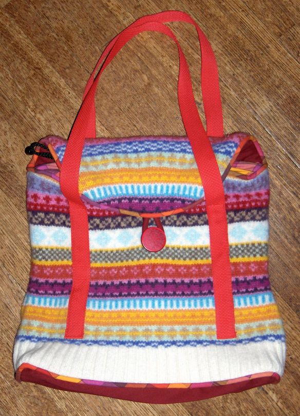 Felted bag made from an upcycled sweater by Deborah Cooke