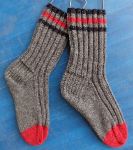 Ribbed Sport Socks by Patons knit in Briggs and Little Tuffy by Deborah Cooke