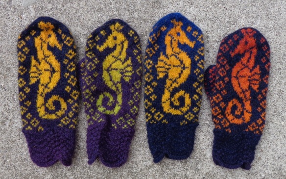 Hippocamus Mittens by Tori Seierstad knit in Kauni Effektgarn by Deborah Cooke