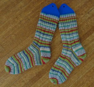 socks knit in Patons Kroy stripes by Deborah Cooke