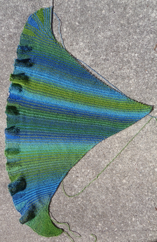 Undine shawl by Deborah Cooke knit in Crazy Zauberball by Deborah Cooke