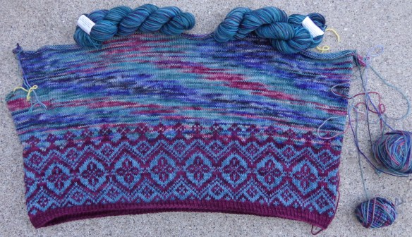 Navelli by Caitlin Hunter knit in Koigu KPPPM and Shibui Knits Sock by Deborah Cooke