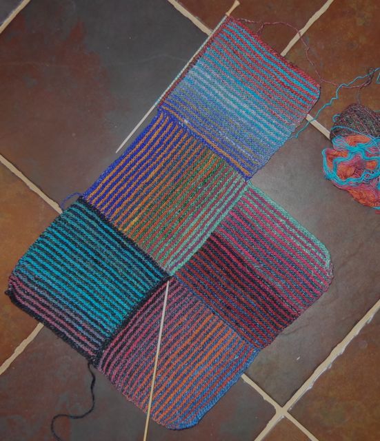 Garter Stripe Square Bag by Ishi-knit knit in Noro Kureyon Sock by Deborah Cooke
