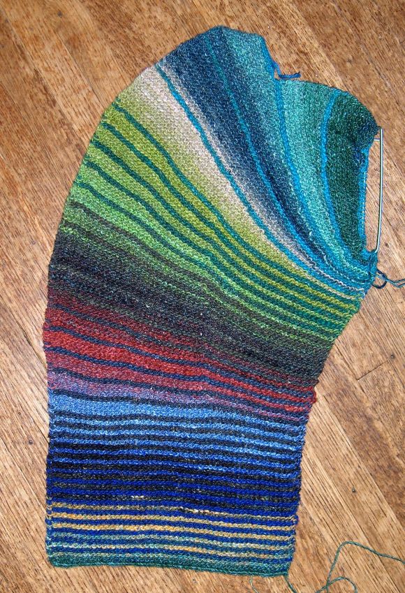 Cropped Jacket by Irina Poludnenko knit in Noro Silk Garden Sock by Deborah Cooke