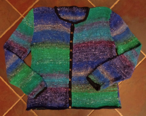 Fitted Cardigan by Jane Ellison knitted in Noro Silk Garden by Deborah Cooke, version 2