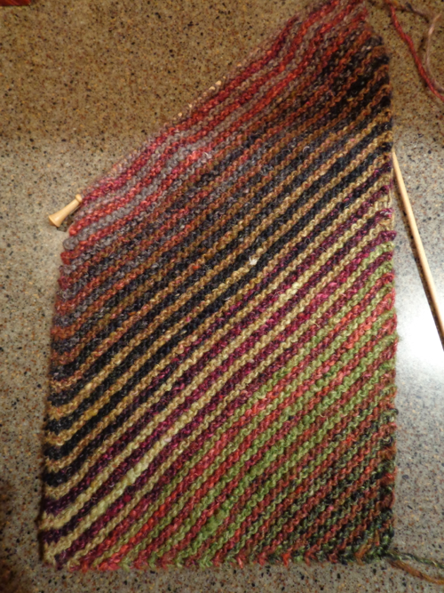 Stripey scarf knit in Noro Silk Garden by Deborah Cooke