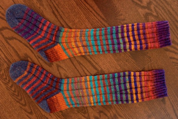 Dr Seuss Socks knit by Deborah Cooke in Noro Kureyon Sock