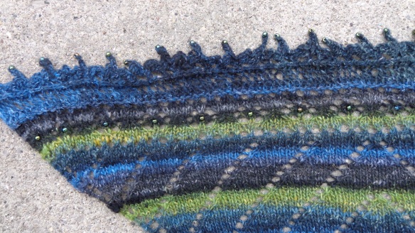 Spiderweb Fichu shawl by Jane Sowerby knit in Noro Silk Garden Sock by Deborah Cooke