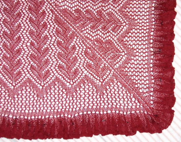 Flirty Ruffles Shawl knit in Misti Alpaca by Deborah Cooke