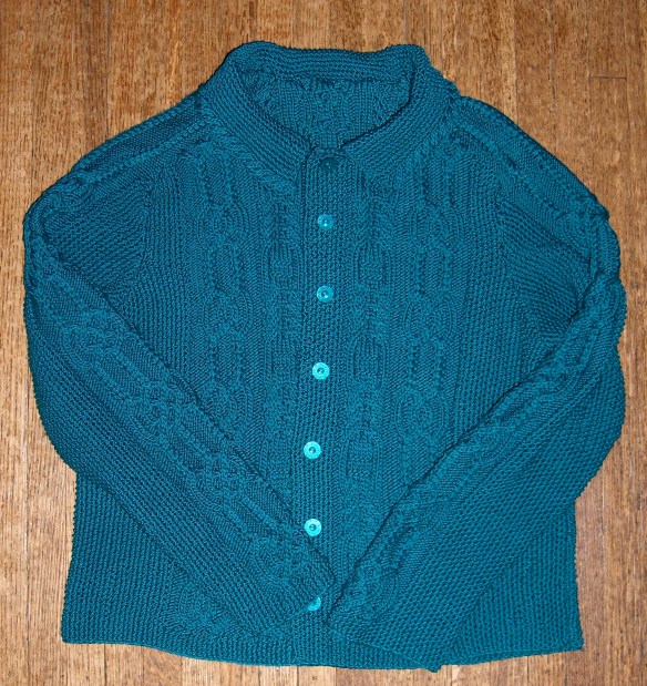 Cable Cardigan by Svetlana Kudrevich knit in Butterfly Super 10 by Deborah Cooke