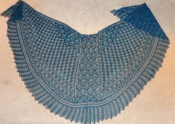 irtfa'a faroese lace shawl by Anne Hanson knit in Fly Designs Dovely by Deborah Cooke