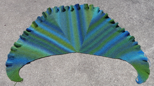 variation of Undine by Deborah Cooke knit in Crazy Zauberball sock yarn by Deborah Cooke