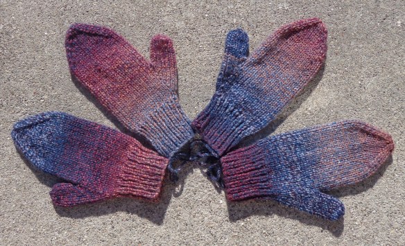 World's Simplest Mittens by Tin Can Knits, knit in Red Heart Gemstone by Deborah Cooke