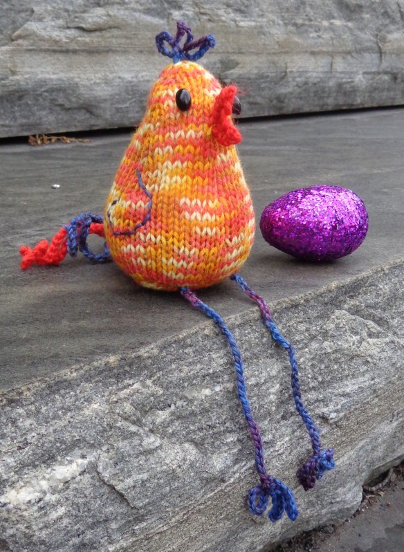 Bart the chicken, knit by Deborah Cooke
