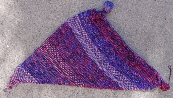 Nightshift shawl knit in Koigu KPPPM by Deborah Cooke