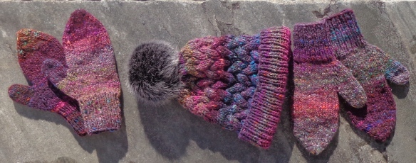 First Snow and Mittens knit in Noro Cyochin by Deborah Cooke