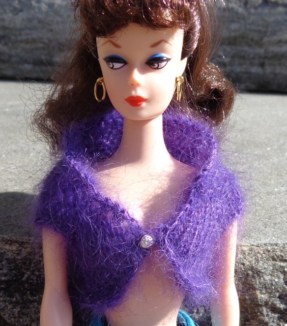 Shrug knit for Barbie by Deborah Cooke in Rowan Kidsilk Haze