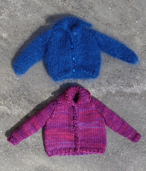 Timely Twinset by Nicky Epstein knit in MadTosh Twist Light and in Elann Silken Kydd by Deborah Cooke