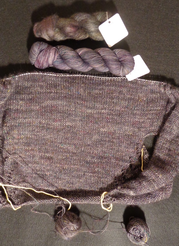Felix cardigan, in progress, knit by Deborah Cooke in yars by The Loving Path