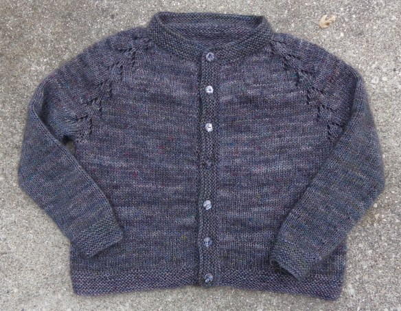 Felix cardigan knit by Deborah Cooke in the Loving Path Fiber Arts Aura Lace and High Twist Sock