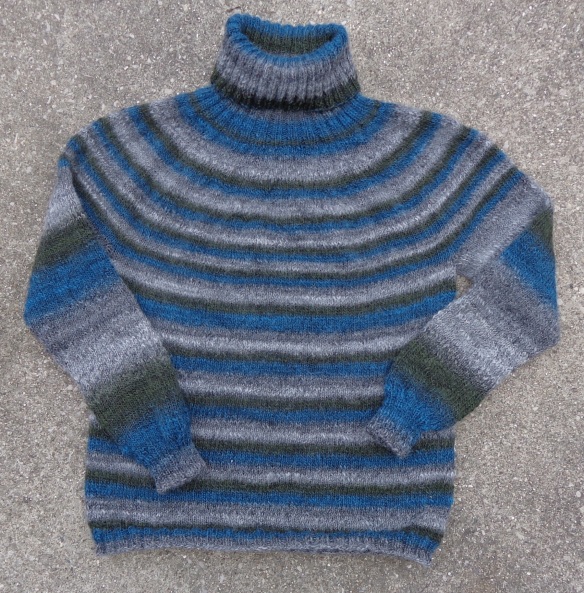 Stripes by Drea Renee Knits knit in Sugar Bush Motley by Deborah Cooke