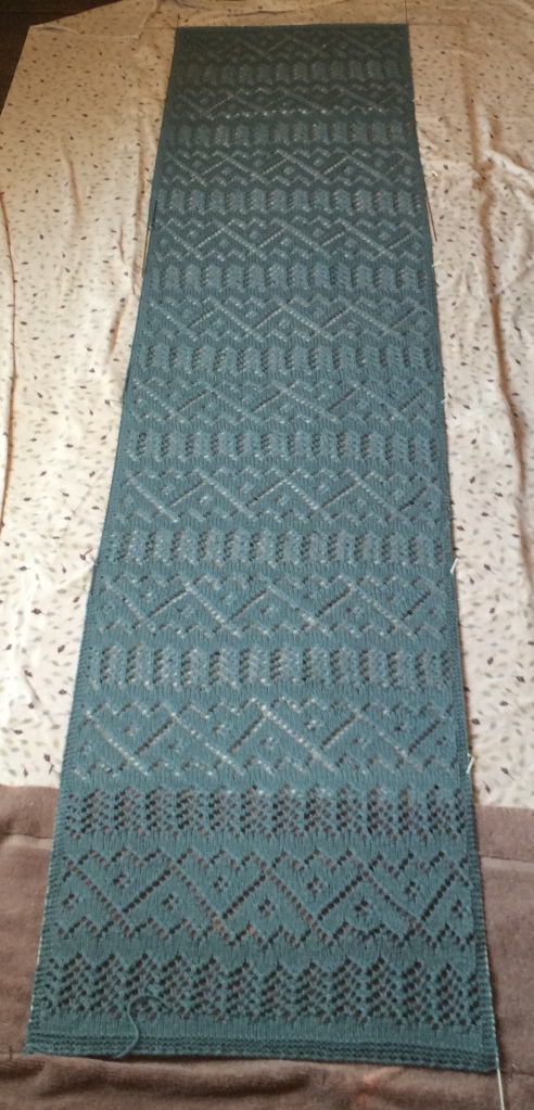 Lace Scarf by Sarah Hatton knit in Rowan Pure Wool 4ply by Deborah Cooke