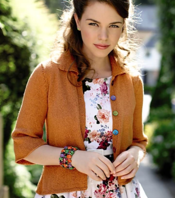 Peridot, a cardigan designed by Martin Storey in Rowan TrueSilk, picture from Rowan