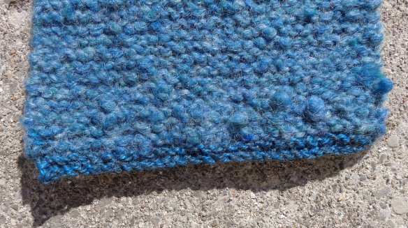 Scarf knit from green bouclé handspun wool/mohair blend by Deborah Cooke