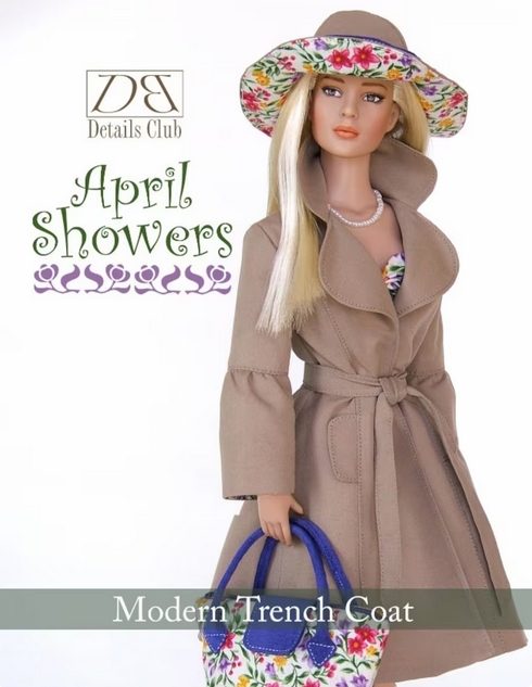 April Showers Modern Trenchcoat for 16" dolls by DBDoll Patterns