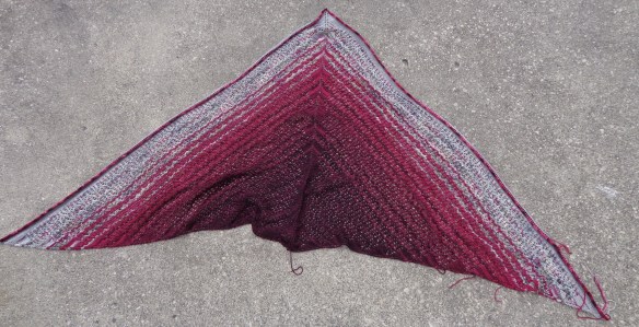 Charlotte's Web knitted in five colours of Koigu KPPPM by Deborah Cooke, done