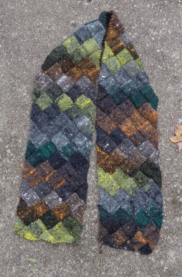 Entrelac Scarf knit in Noro Silver Thaw by Deborah Cooke