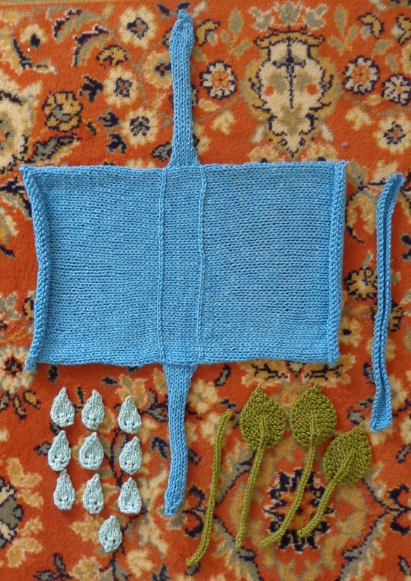 Purse pieces knit by Deborah Cooke for modified sushi wallet