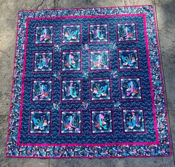 Mermaid quilt, assembled by Deborah Cooke, finished