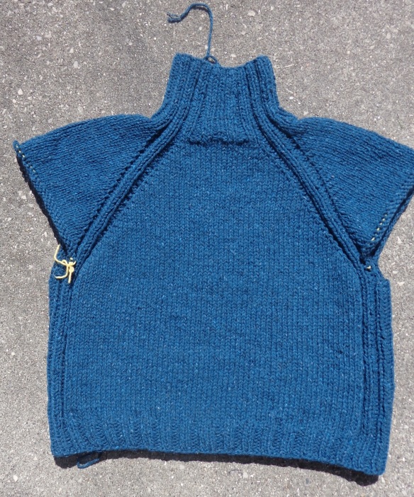 No. 9 sweater in progress, knit in Berroco Blackstone Tweed Chunky by Deborah Cooke