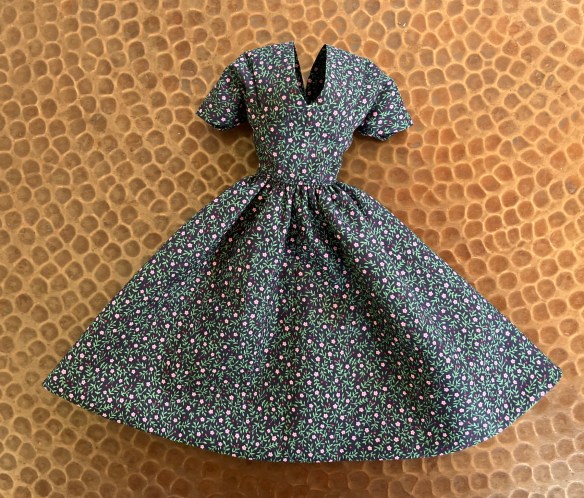 Malia pattern for Silkstone Barbie by Hankie Chic patterns, sewn in printed cotton for Silkstone Barbie by Deborah Cooke