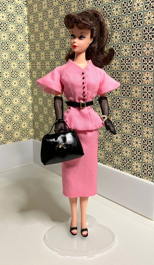 Danielle two-piece suit pattern from Barbie Mode by Kate Mitsubachi, sewn in a linen blend by Deborah Cooke