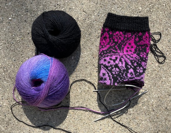 Dear Sister socks in progress, knit in Knitpicks Chroma Fingering by Deborah Cooke