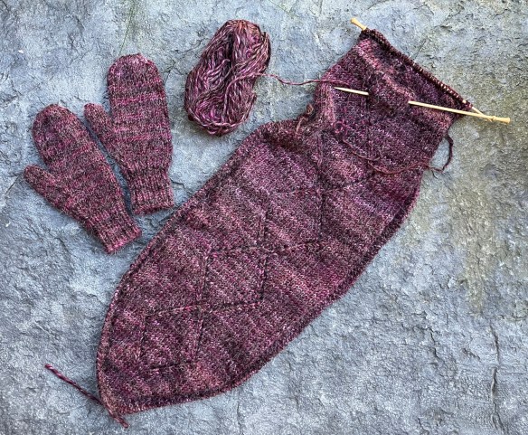 Mittens and scarf knit by Deborah Cooke in Patons Rumor