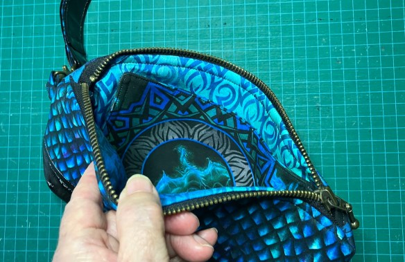Clematis wristlet by Blue Calla patterns sewn by Deborah Cooke