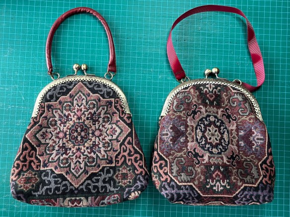 two finished purses made by Deborah Cooke